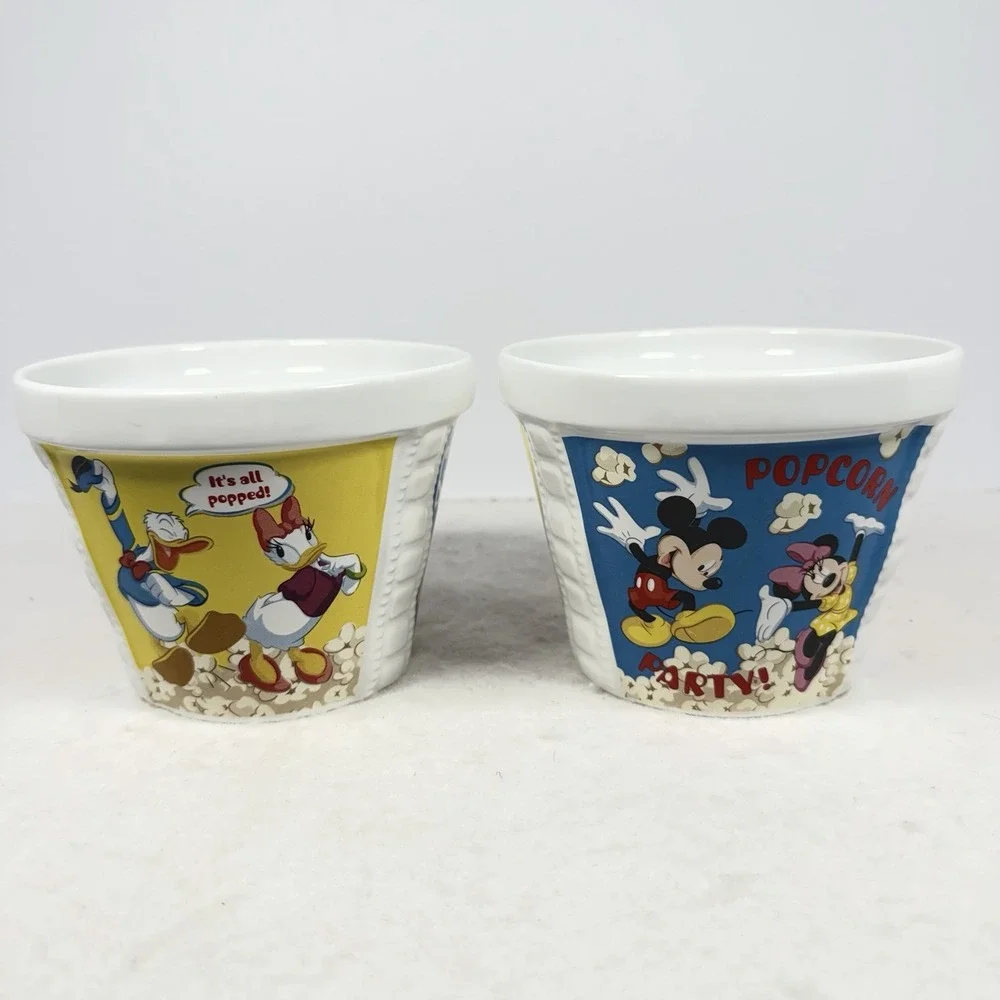 Disney Ceramic Popcorn Buckets Bowl Set /2 Mickey Mouse, Donald, Goofy & Minnie